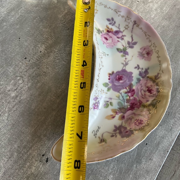 Royal Crown Chantilly Rose Crescent Bone Dish Hand Painted by D. Kent japan - Picture 8 of 8